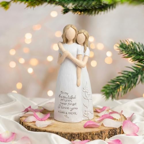 Figura escultórica madre e hija en resina pintada a mano miniatura 5