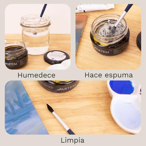 Hartem - Jabón para Pinceles de Maquillaje y Arte en Crema y Acondicionador Vegano, Limpieza y Restauración Profunda con Aceites Vegetales para Proteger Tus Pinceles, 100 g (3.38 oz) - imagen 3