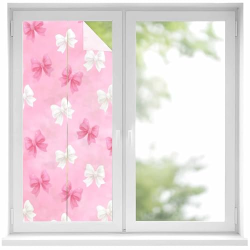 Película decorativa para ventana con lazo rosa y blanco miniatura 1