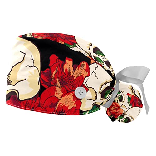 Chapeaux de travail pour hommes et femmes JDEZ : casquettes bouffantes motif crâne