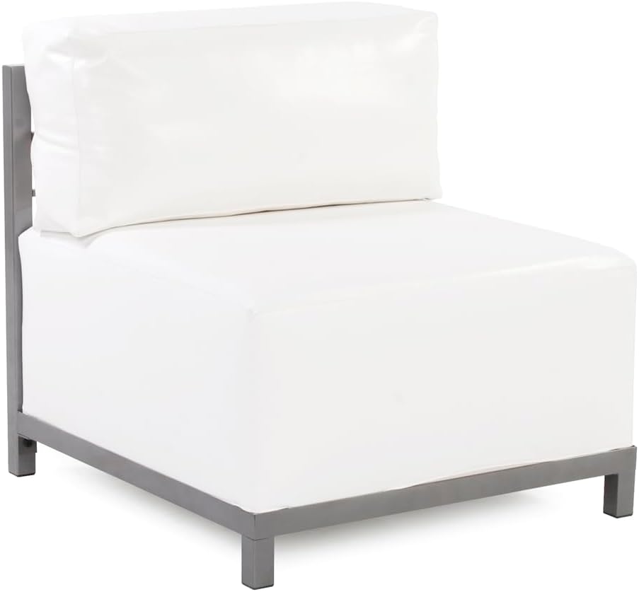 Howard Elliott Collection Replacement Slipcover Exclusively Made for Howard Elliott Axis Ottoman, 100% Polyester Fabric (Axis Ottoman Not Included), Atlantis White