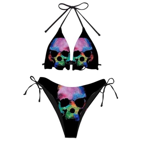 Bikini 2 pièces pour femme style punk foncé : fini les maillots transparents