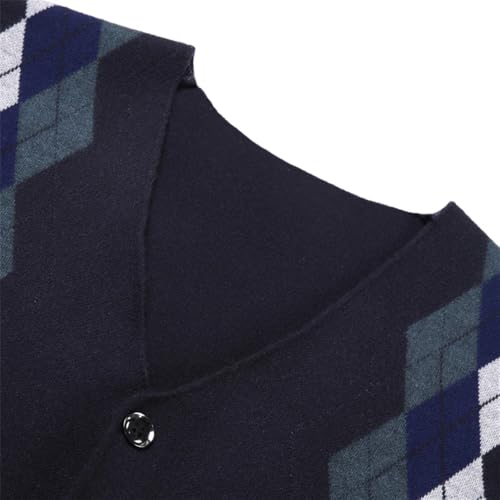 Bollrllr 2024 Winter Men's Knitted Button Cardigan Sweater Vest Retro Sleeveless Thickened Warm Vest3