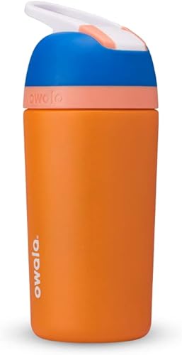 Miniatura 10 de Owala Botella de Agua de Acero Inoxidable con Aislamiento Flip para Niños con Pajita y Tapa con Seguro, 14 Onzas, Marrón/Verde Azulado