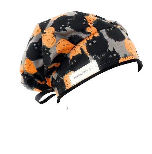 Bouffant Medical Scrub Cap - Halloween Kats - Scrub Hat for Women & Men tie Back | Scrub Hats for Women, Nurses Hats | Dr. Hats