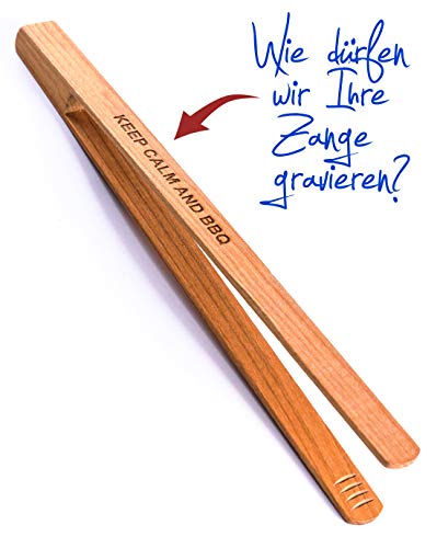 Grillzange Diamandi aus Kirschholz mit individueller Gravur