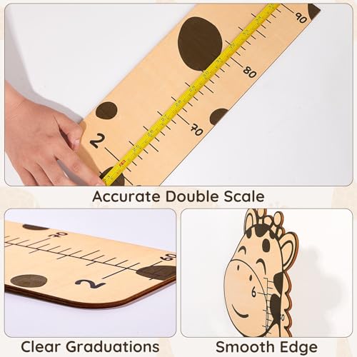 Beinou Growth Chart for Wall Wood Height Chart for Kids Height Measurement for Wall Boy Girls Height Wall Chart Growth Measuring Ruler Room Wall Decor