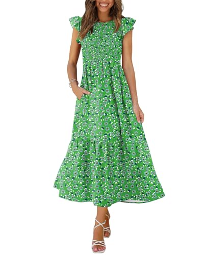OFEEFAN Women's Casual Floral Maxi Dress Bridal Shower Spring/Summer Green