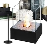Kleine Tischfeuerstelle, 24,5x20x29cm Kamin Mit Schwenkbarer Flamme, Tragbarer Kamin Für Innenbereich Für Nachttisch Balkon Schlafzimmer Filmabende Geburtstagspartys