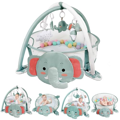 dearlomum 4-in-1 Baby Play Mat Baby Gym,Tummy Time Mat for Floor Activity Gym Ball Pit Including 30...