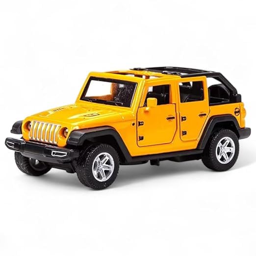 Image of SHAKTISM Die-Cast Metal Car Toy -1:36 Scale, Opening Doors, Pull Back Function, Collectible Toy, Racing Car for Kids Birthday Gift for Boys Girls (Yellow Wrangler Diecast)