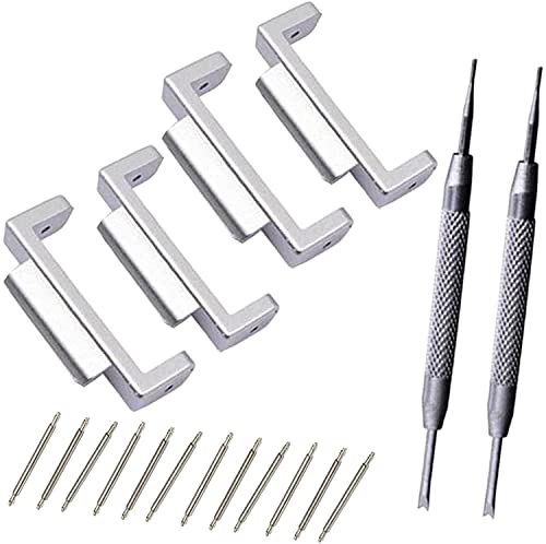 腕時計ベルト アダプター 22mm G-SHOCKシリーズ対応 ウォッチベルト アダプタキット バネ棒とバネ棒外し付き 先環カバー - シルバー