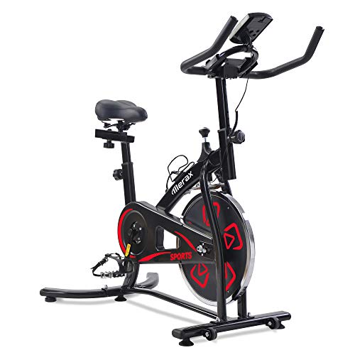 Heimtrainer Fitness Bike,Spin Bike Studio-Fahrräder Trainingsgeräte Einstellbare Lenker & Sitz an Bord Computer liest Geschwindigkeit,