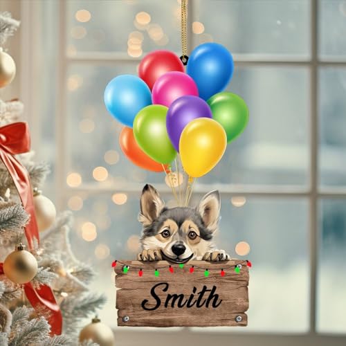 LMMIXEE Farbiger Luftballon aus transparentem Acryl, Weihnachtsschmuck 2024, schwedischer Vallhund Hunderassen, Ornament für Weihnachtsbaumdekoration, Souvenir, hängende Ornamente, Andenken,
