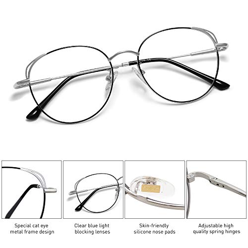 Óculos de bloqueio de luz azul para olhos de gato SOJOS armação de metal hipster feminino óculos She