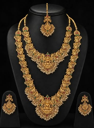 Image of Shining Diva Fashion Stylish Fancy Pearl Choker Traditional Jewellery Set for Women | Temple Necklace Set | Festive Wedding Party Necklace | 22k Gold Plated | Just Like Original Gold Jewellery