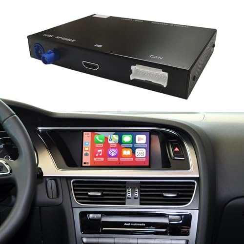 NINETOM Wireless CarPlay Retrofit Kit Decoder Compatible with Audi A4, A5, S4, S5, RS4, RS5, and Q5 (2008–2015), for 3G MMI System, Supports Android Auto, Mirror Link, Reverse Camera