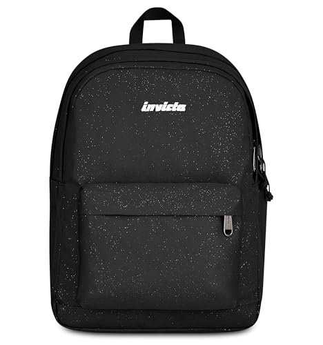 Invicta Lab Shine grand sac à dos collège double compartiment noir avec poche porte-bouteille