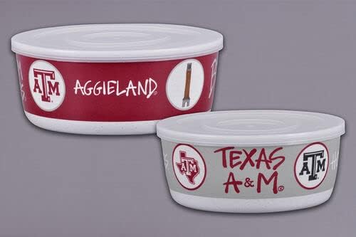 Magnolia Lane Texas A&M Aggieland Bowl with Lids, Set of 2, Kitchen Accessories