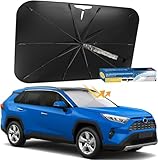 Motomate Foldable Car Umbrella Sunshade Cover - UV Block Car Front Window Sun Shade, Black, Simple Style, Windshield Sun Shade Umbrella