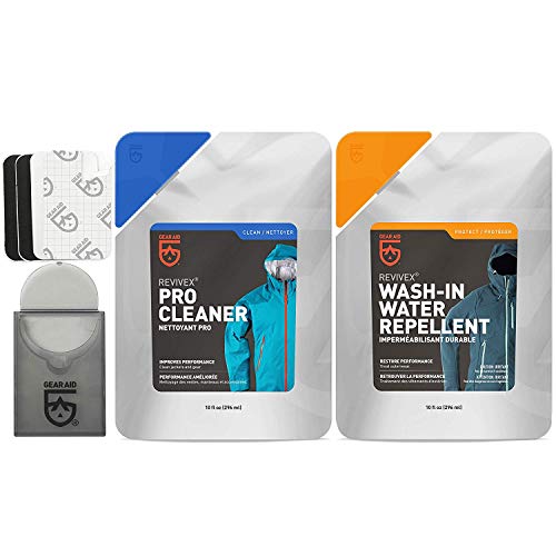 Image of GEAR AID Outerwear Care Kit with Pro Cleaner, Wash-In Water Repellent and Tenacious Tape Mini Patches