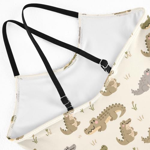 senya Girls Swimsuits One-Piece Swimwear Tie Bathing Suit Beach Summer Round Neck 5-6T Alligator Pattern4