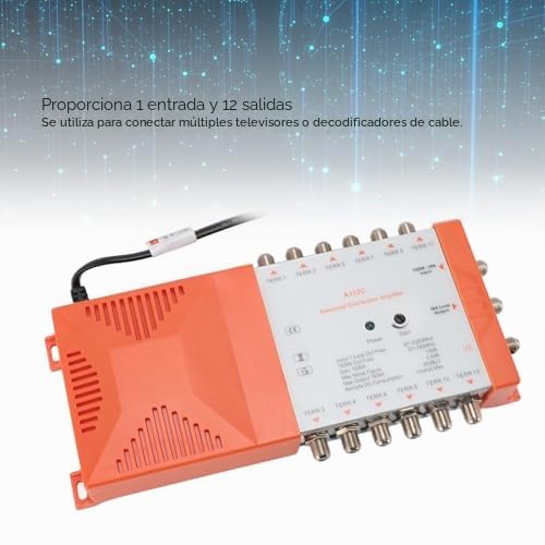 Amplificador de Antena de TV, Ganancia Ajustable, A112C 4G LTE de bajo Ruido 1 Entrada 12 Salidas para Conectar Varios Televisores (Enchufe europeo 220-240V)