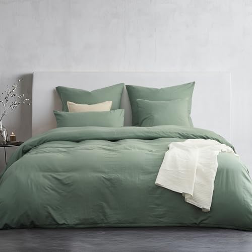 Duvetnova Bettwäsche 140x200 Grün 2 teilig Superweiche Vorgewaschene...