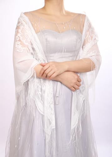 JWICOS Women Lace Wraps Shawls Tassel Triangle Shawls and Wraps for Party Wedding Evening Dresses4