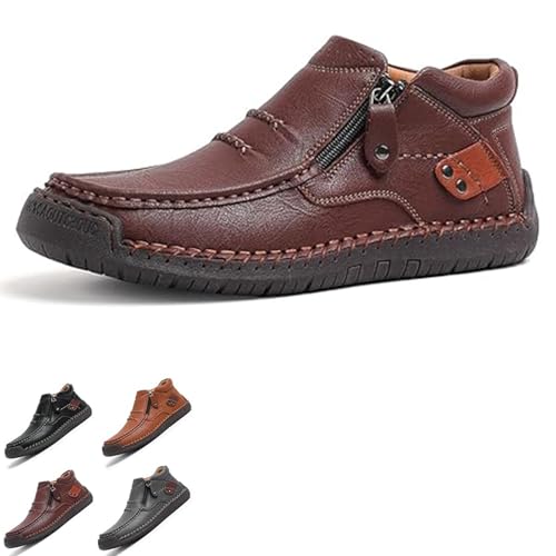 The First Young Driving Boots Men, Men’s Handmade Premium Leather Slip-On Driving Boots, Travel & Outdoor, Waterproof