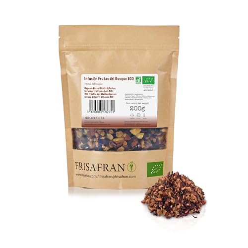 FRISAFRAN | Infusión Frutos del Bosque Ecológica 200g | Relajante | bolsas de te | Rico en Vitaminas | Té frutos del bosque | Frutos del bosque infusión | infusiones vitaminicas | infusión de especias