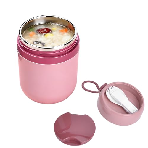 Listado de Frascos térmicos para comida disponible en línea. 50 Yosoo Health Gear Copa Aislada, Frasco de Alimentos de Acero Inoxidable de Doble Pared de 500 Ml con Cuchara Plegable, Lonchera con Calentable para la Escuela de Oficina (PINK)