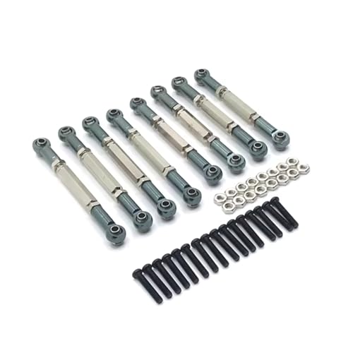 Rc Special Connecting Rod for WPL C14 C24 B14 B24 for HengLong for FeiYu for Jjrc 8pcs Metal Adjustable Tie Rod RC Car Parts and Accessories Upgrades Replacement and Use(Gray)