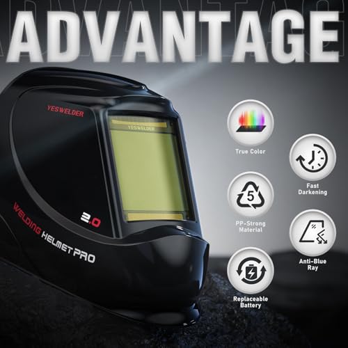 YESWELDER Large View Auto Darkening Helmet