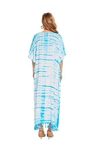 Image of Beautybatik Women Hippie Tie Dye Caftan Kaftan Loungewear Maxi Plus Size Long Dress XL to 4X