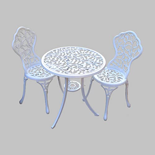 Kai Li BAI-4 Patio Bistro Sets 3 Piece Cast Aluminum Patio Furniture Outdoor Garden Metal Rust Proof Tables And Chairs White Bisrto Set thumb #6