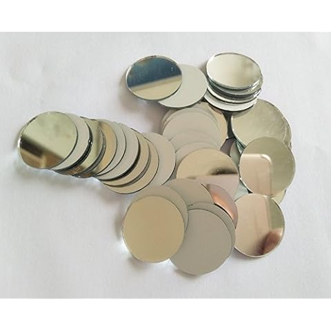 100PCS Glass Round Mirror Mosaic Tiles Round Craft Mirrors DIY Accessory (1") Cover