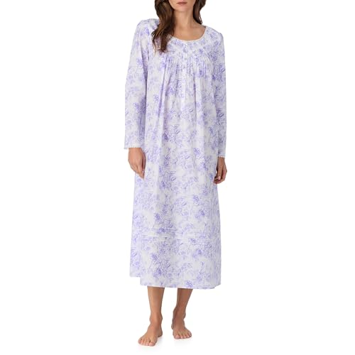Image of Eileen West 100% Cotton Long Sleeve 50 inch Nightgowns for Women