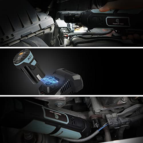 C P Chantpower Cordless Ratchet Wrench Set, 3/8'' 37 Ft-Lbs 12V Power Ratchet Wrench With 1H Fast Charge, Variable Speeds, 2 X 2.0Ah Lithium-Ion Batteries And 10 Sockets #TOP5