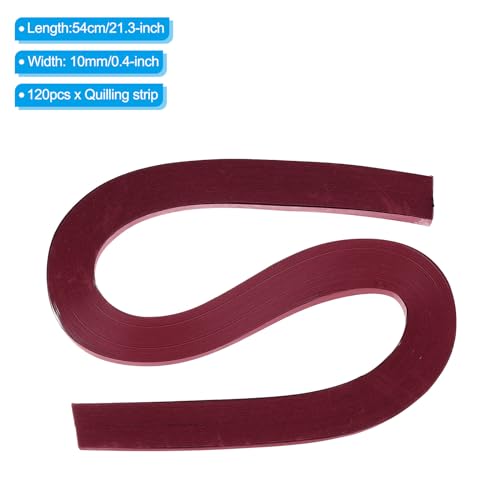 PATIKIL 120pcs Quilling Strips Paper 3/8"(10mm) 54cm Origami Paper Quilling Strip for Art DIY Hand Craft Christmas Burgundy Red - Image 2