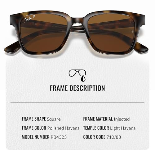 Image of Ray-Ban RB4323 Square Shaped Sunglasses for Men & Women with Official RAYBAN Eyewear Kit