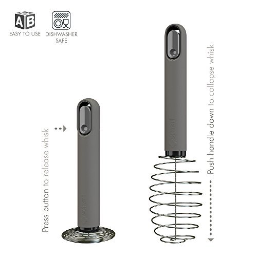 ScharfPro Collapsible Balloon Whisk - Stainless Steel with Non-Slip Grip - Perfect for Home, Travel, Camping, etc. (Ice gray)