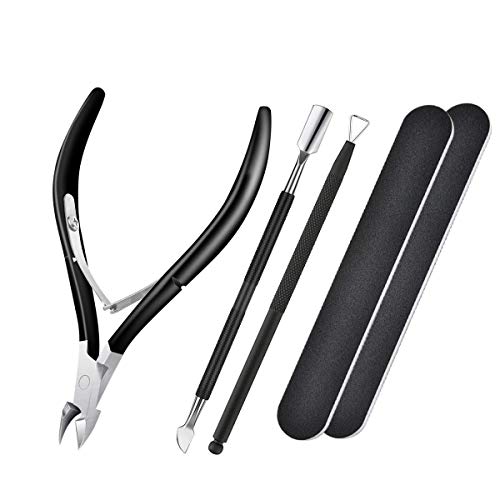 Cuticle Trimmer with Cuticle Pusher, JUNHCZOY Cuticle Clippers Nippers Professional Grade Stainless Steel Cuticle Remover, Durable Pedicure Manicure Tools for Fingernails Toenails