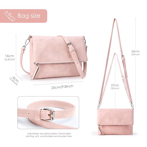 Image of KALIDI Vintage Vegan Leather Crossbody Bag PU Shoulder Bag Handbag Multiple Pockets Adjustable Removable Strap Women