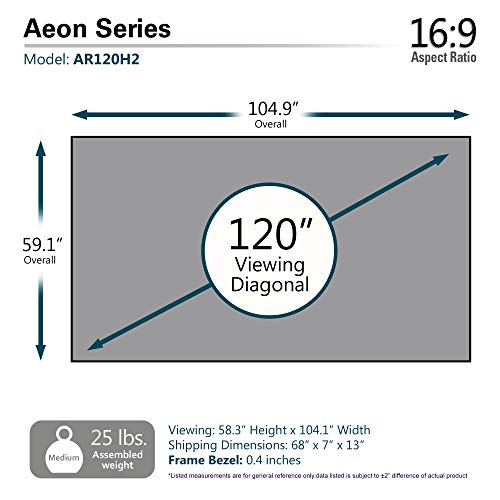 Image of Elite Screens Aeon Series 120-Inch 16:9 Edge Free 8K / 4K Ultra HD Fixed Frame Projector Screen, CineGrey Matte Grey for Standard /Short /Ultra Short Throw Projectors, Home Theater & Office Use-AR120H2