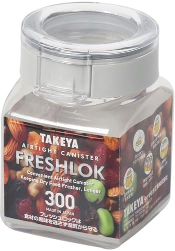 【2026新モデル】 タケヤ化学工業 TAKEYA フレッシュロック FRESHLOK 角型 300ml グレー 保存容器 高気密性 ワンタッチ開閉 調味料 小麦粉の商品画像（Amazon）