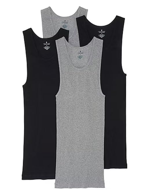 Stafford 4 Pack Cotton A-Shirts (2 Grey and 2 Black) Athletic Shirts (m)