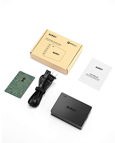 AUKEY Quick Charge 3.0 6-Port USB Wall Charger, 60W USB Charging Station Compatible with Samsung Galaxy Note10, iPhone 12 Pro Max/11 Pro Max/XS/XR, iPad Pro/Air, LG, Nexus, HTC and More