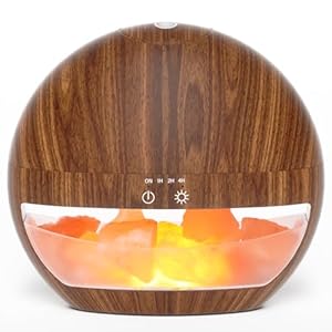 SALUBRITO 2-In-1 Essential Oil Diffuser with Himalayan Salt Lamp, Ultrasonic Aromatherapy Diffuser for Home, Auto Shut-Off, Cool Mist Humidifier, 100ml, Warm Light, Light Wood