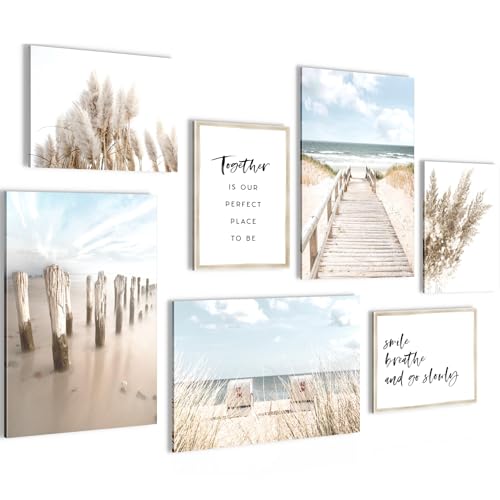 Tableaux decoration set plage mer boheme prets a accrocher au mur du salon